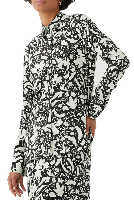 Flower-Print Silk Shirt